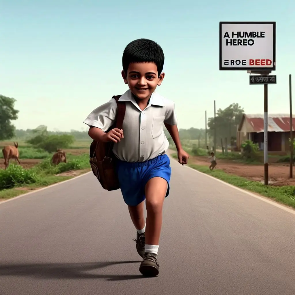 An image of Avinash Sable as a child running on a village road