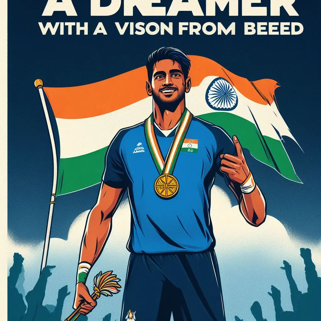 An image of Avinash Sable winning a gold medal at the Asian Games