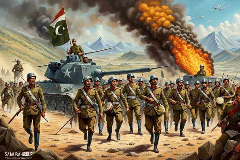 Image showcasing the portrait of Sam Bahadur in the film "Sam Bahadur."