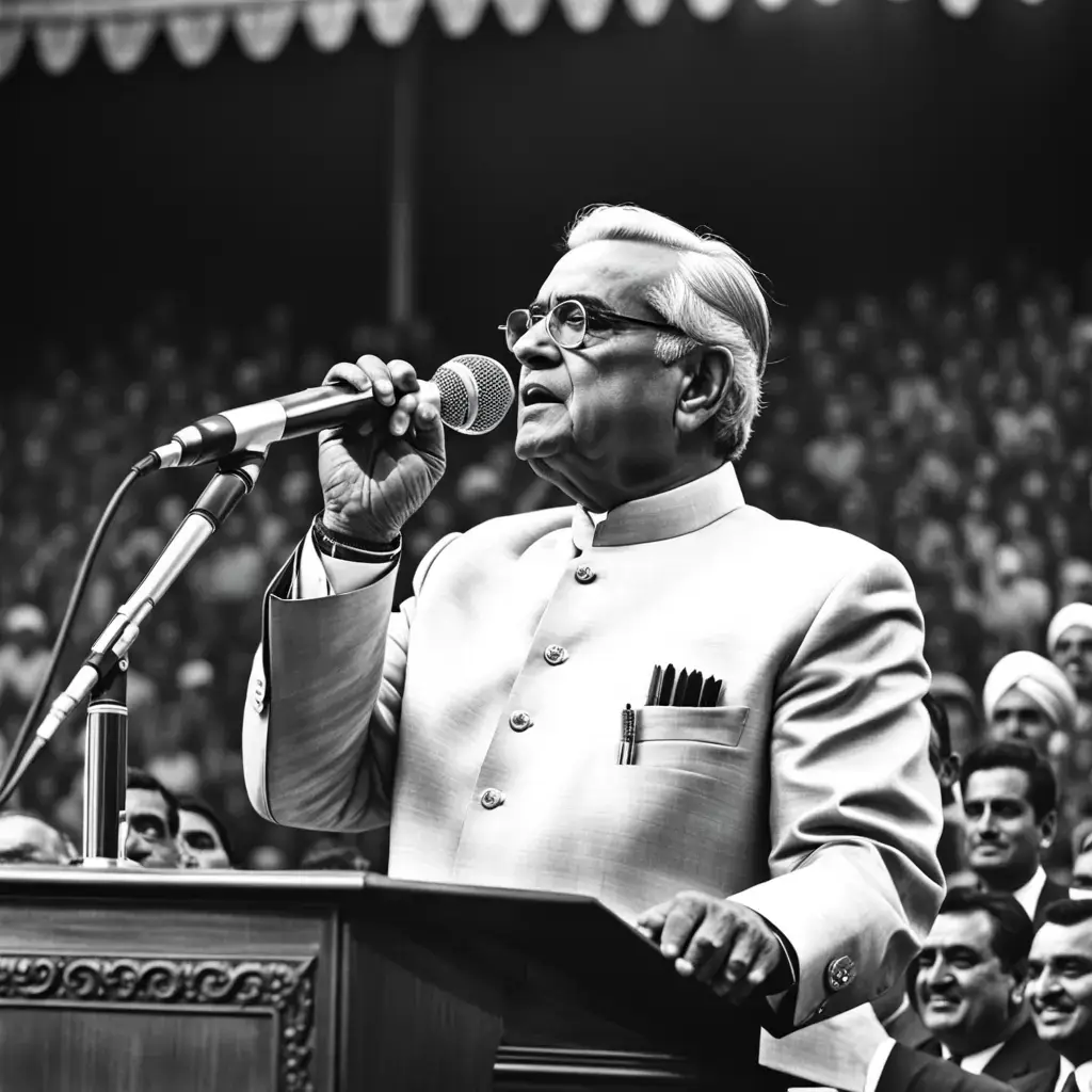 Atal Bihari Vajpayee addressing public, Indian Prime Minister, leadership, Main Atal Hoon movie