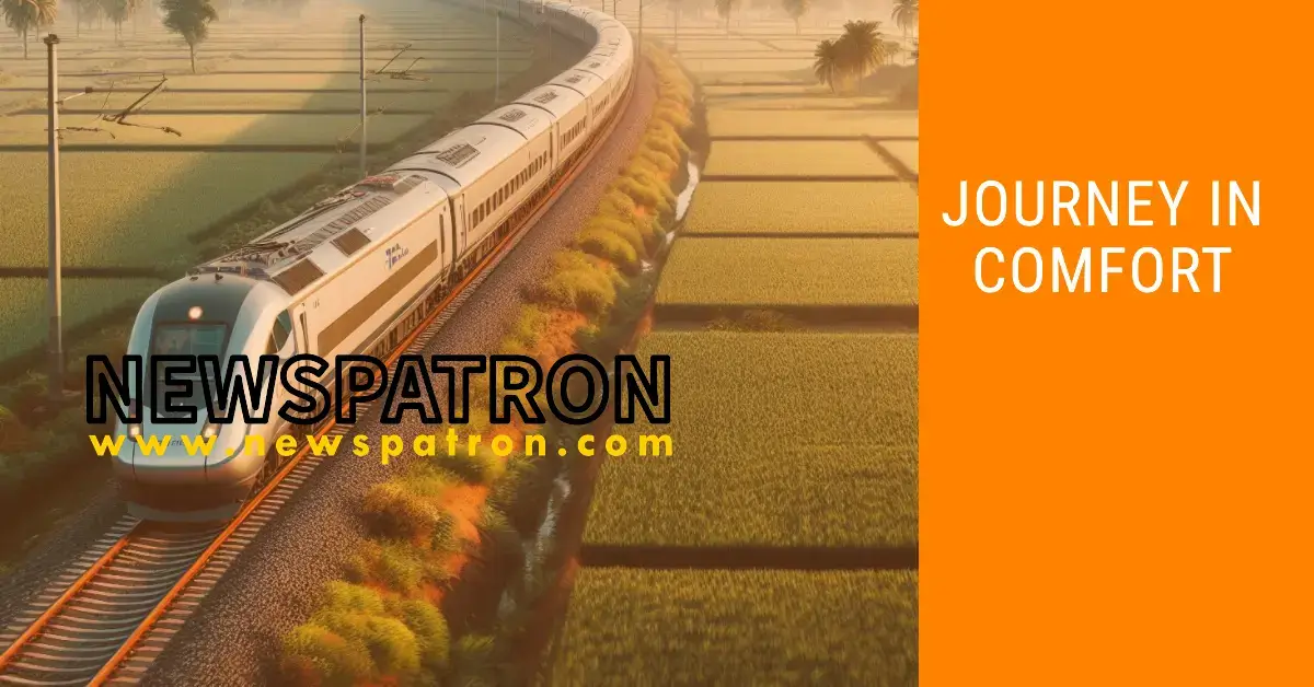 Vande Bharat train speeds through scenic countryside on the potential Vapi to Ayodhya train route.
