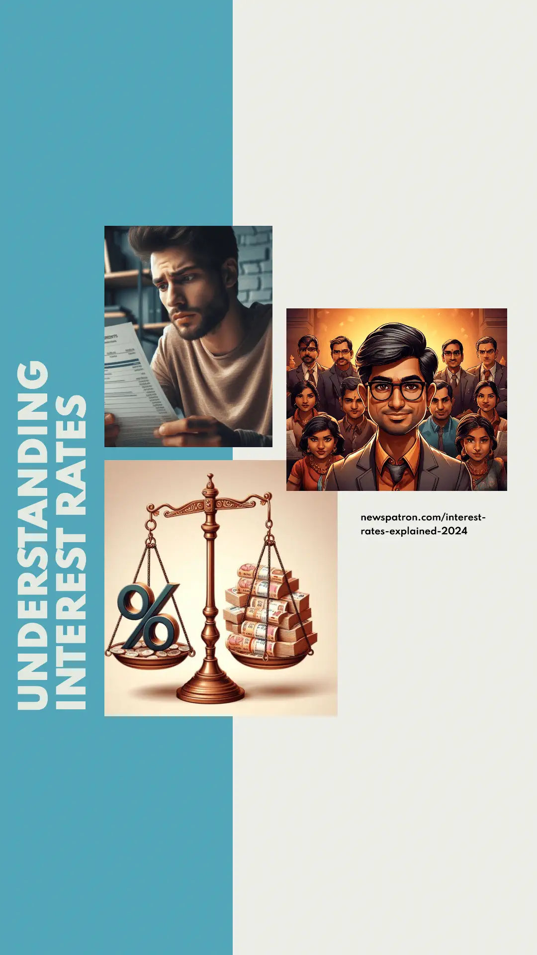 Person analyzing a bank statement with a worried expression, emphasizing the effect of interest rates. Interest Rates Explained 2024