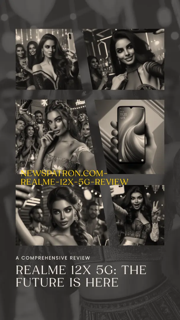 Young women taking selfies with smartphones, featuring the Realme 12x 5G, free image