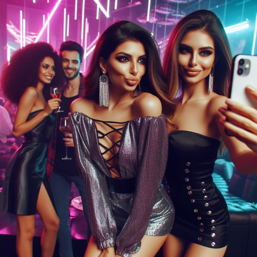 Friends taking a selfie with the Realme 12x 5G at a concert, free image