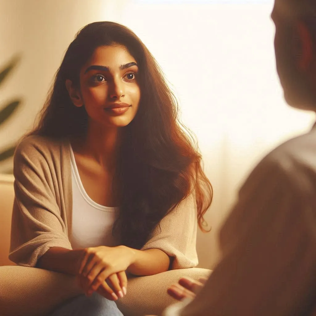 A young woman seeking counseling, highlighting the importance of therapy for the mental health of youth in India.