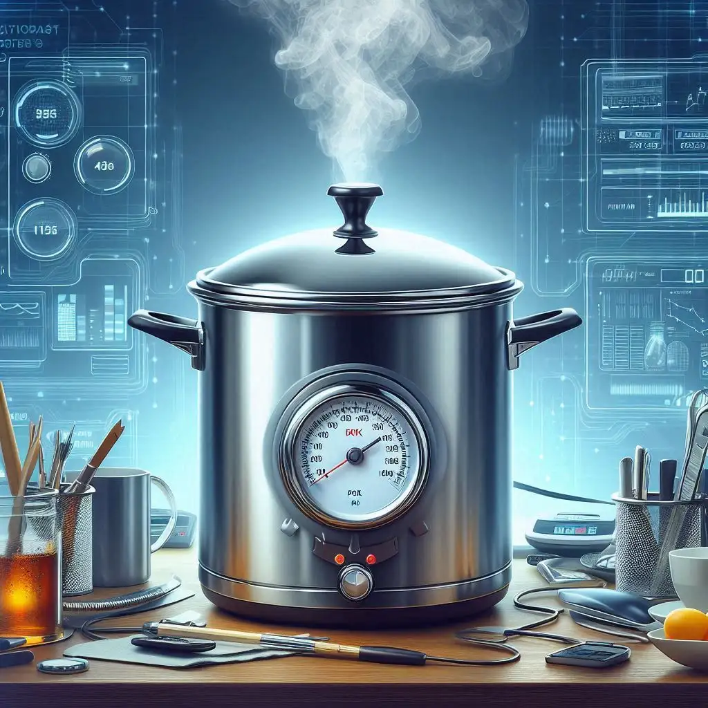 Pressure cooker with steam coming out of top, symbolizing pressure faced by Indian IT professionals.