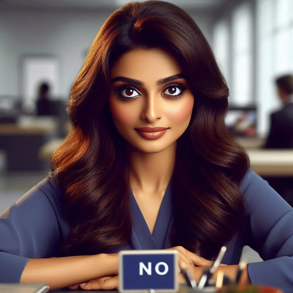 A woman setting boundaries at work to achieve work-life balance.