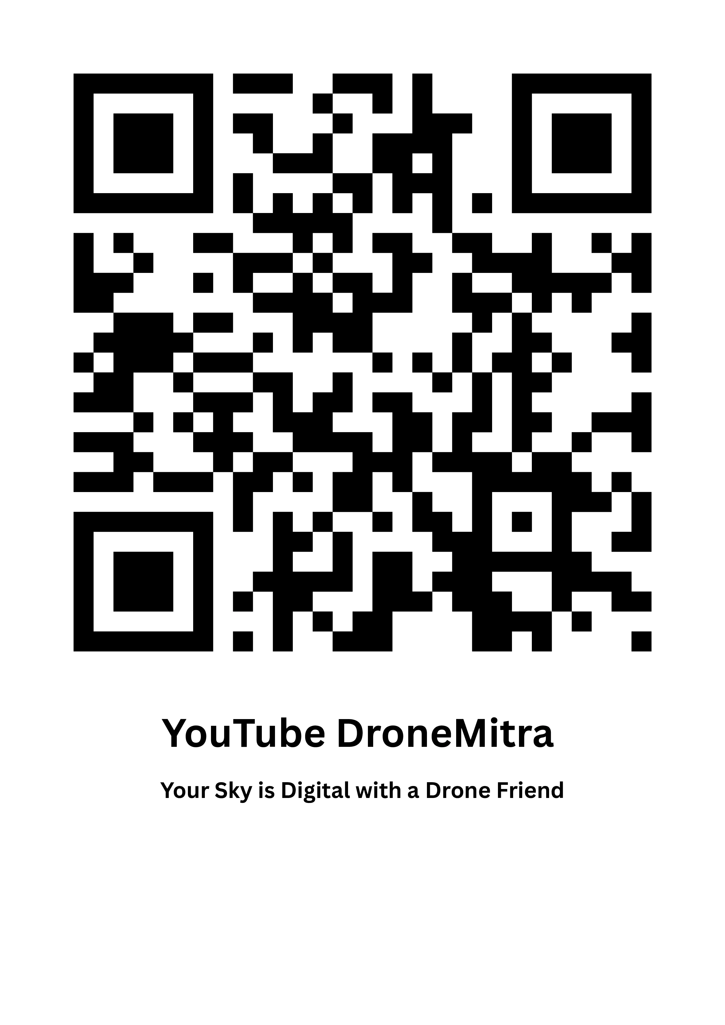 Drone Mitra YouTube QR Code for accessing Amit Kumar's drone videos