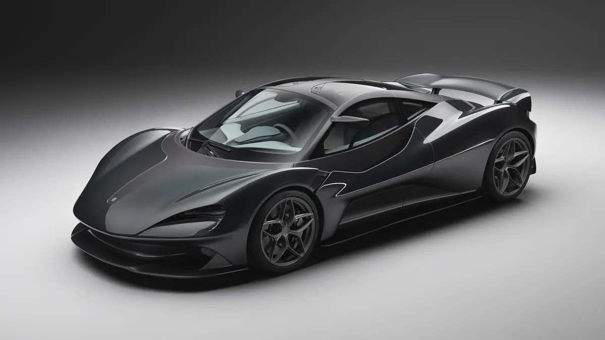 Lanzante British supercar manufacturer logo details.