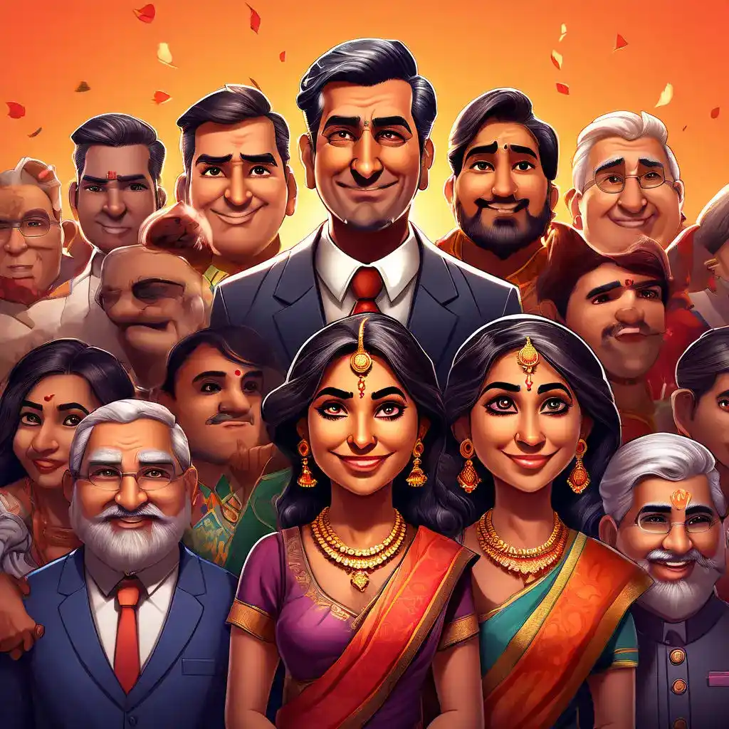 Political candidate addressing a crowd at a Loksabha elections rally.