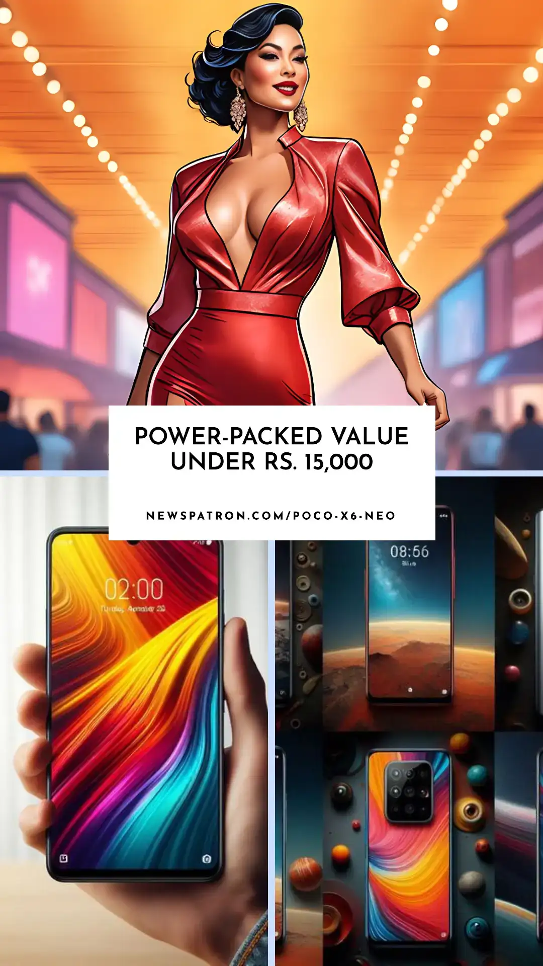 POCO X6 Neo with a vibrant AMOLED display showcasing dynamic colors.
