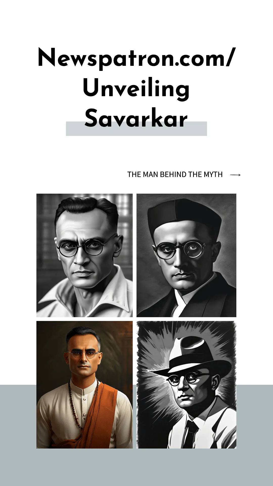 AI collage of Savarkar emphasizing his revolutionary spirit and Hindu nationalism.