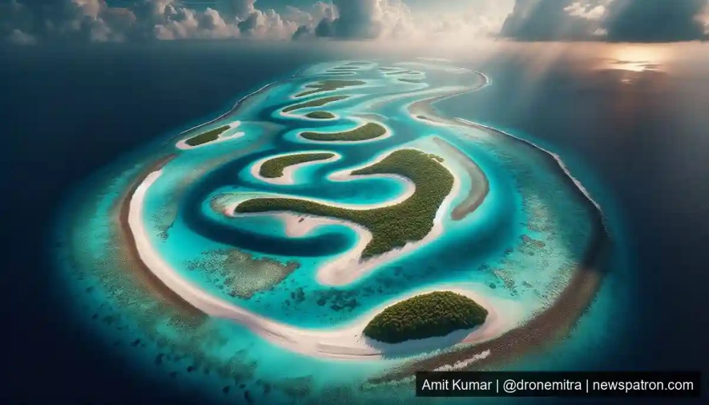 Aerial view of Lakshadweep coral atoll