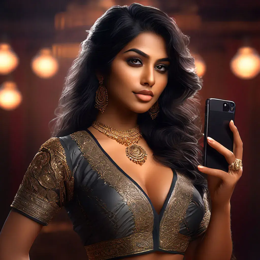 Woman taking a concert selfie with the Realme 12x 5G, free image