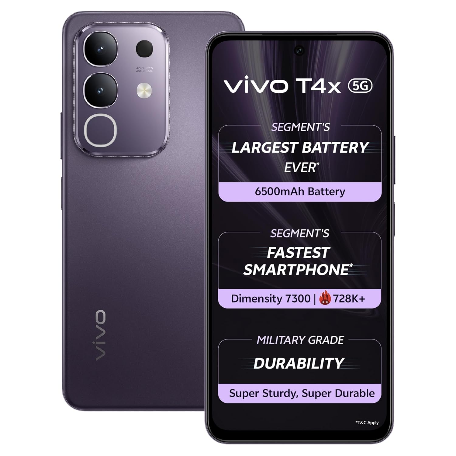 Vivo T4X Pronto Purple Back View