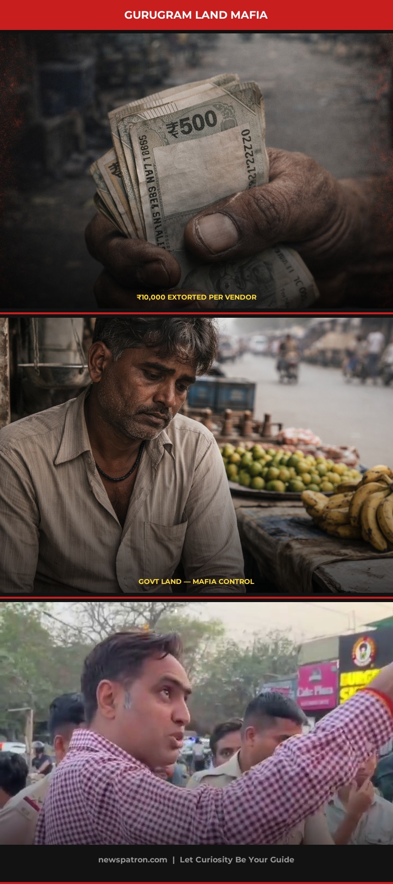 Gurugram land mafia collage — ₹10,000 extortion on govt land, March 2026