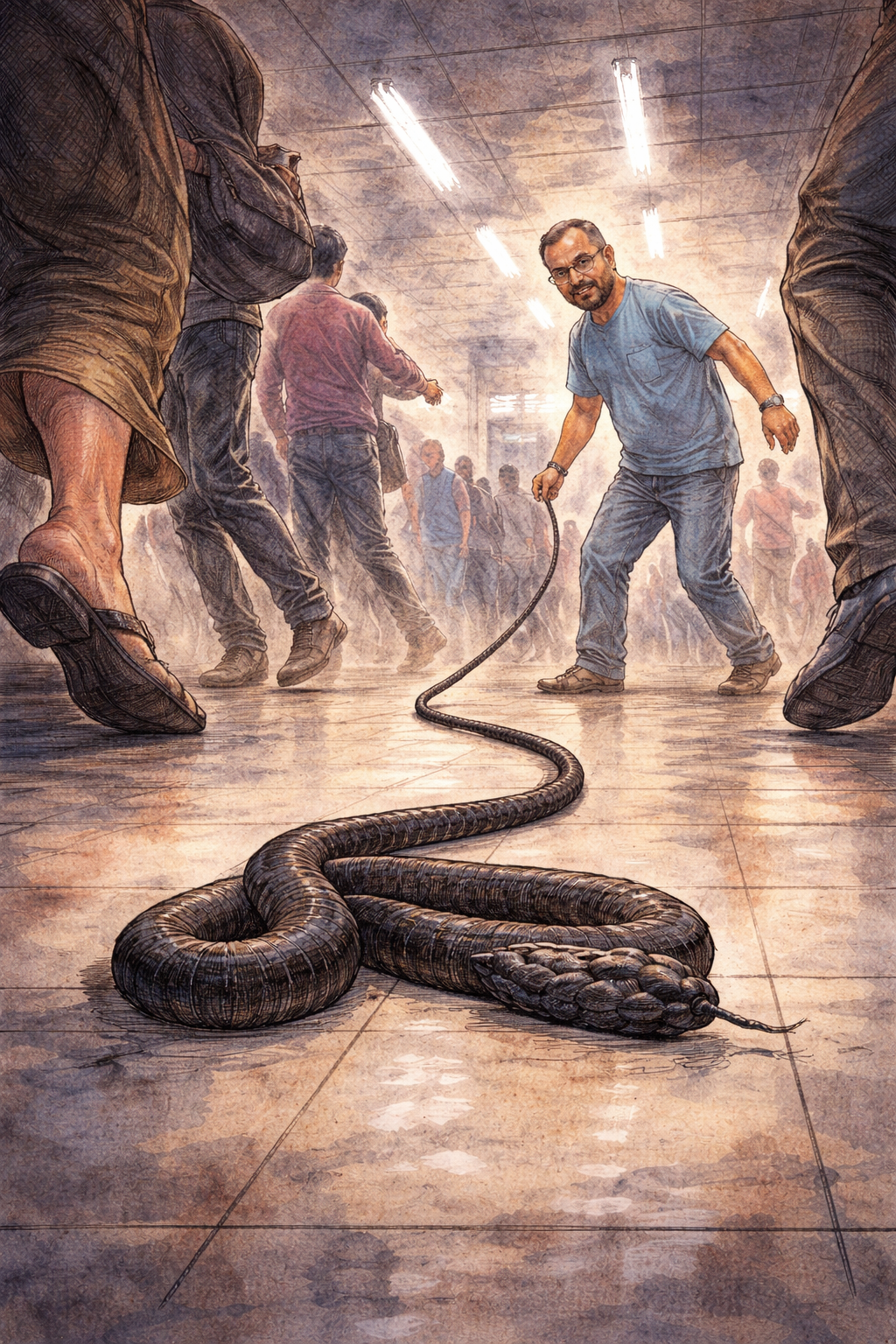 Passengers react in panic at Mathura Junction platform during snake prank incident