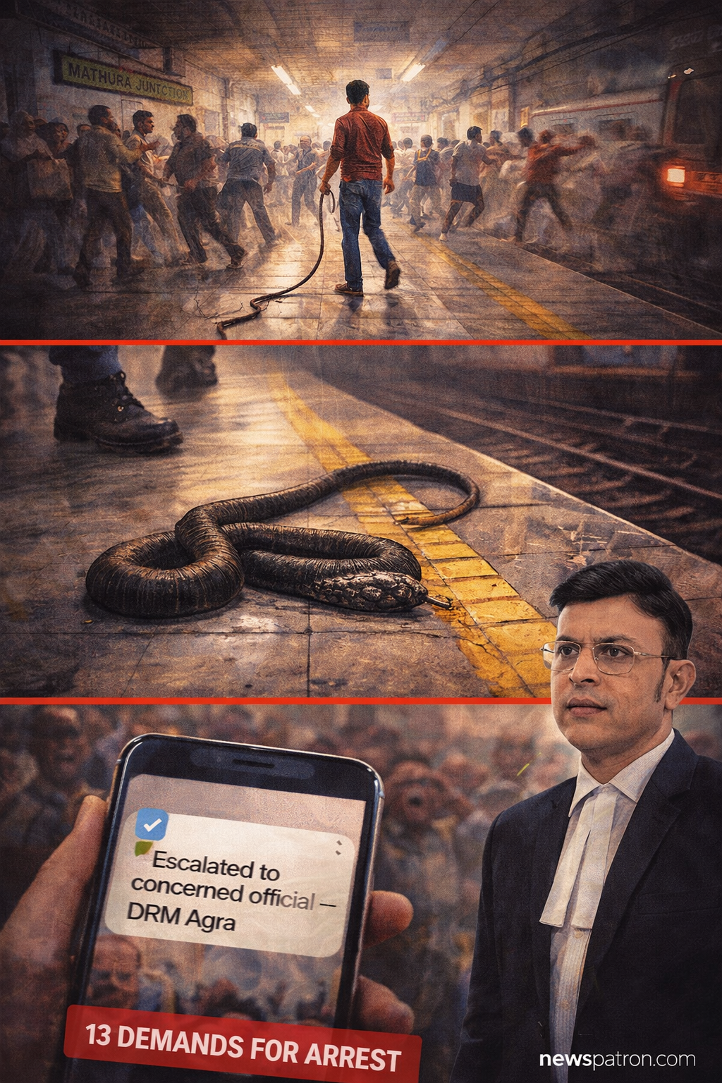 Mathura Junction snake prank incident sequence collage