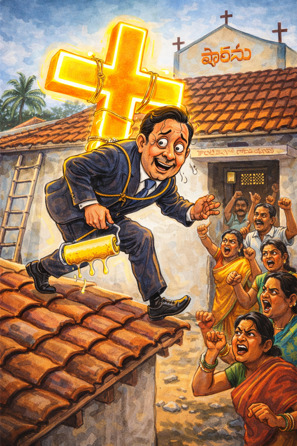 Angry Kodavaluru villagers confront pastor and remove cross from illegally encroached Hindu home in Nellore