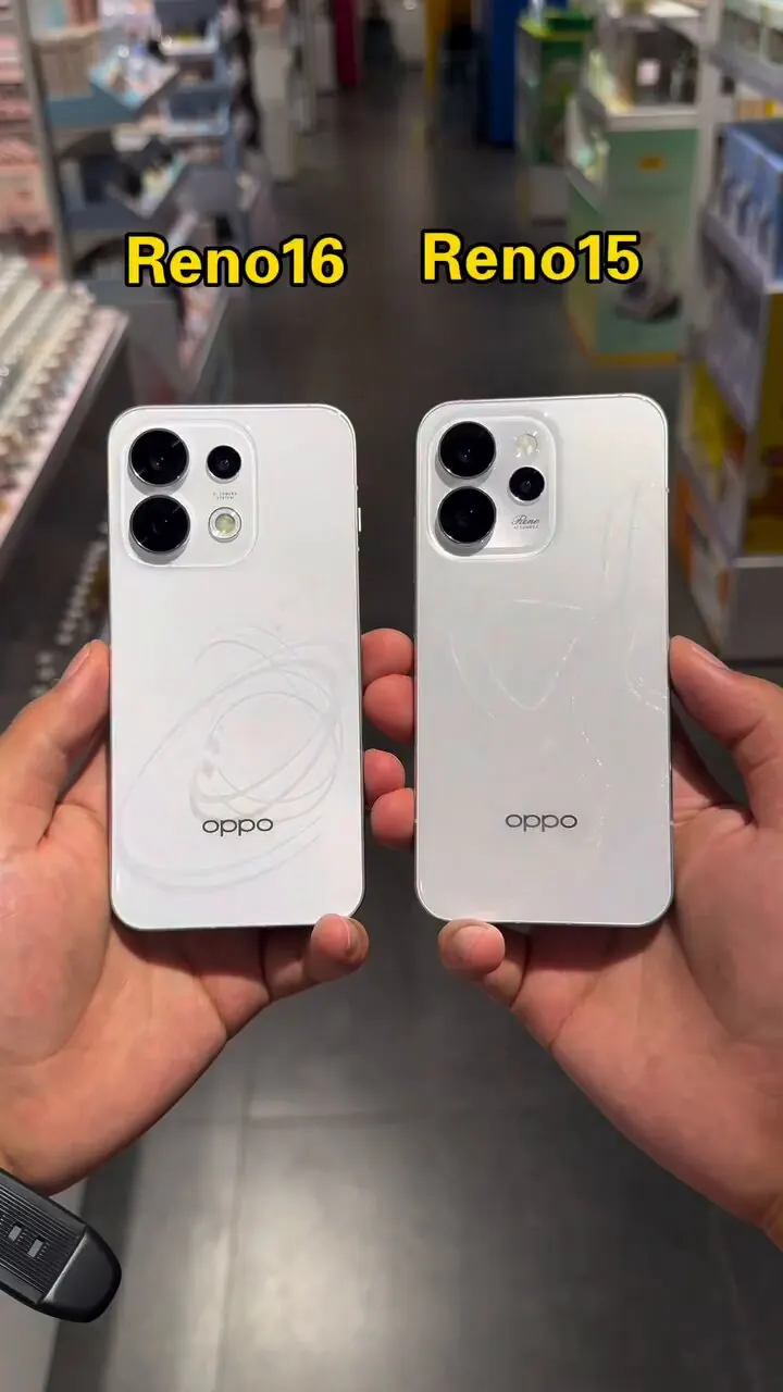 Oppo Reno 16 and Oppo Reno 15 side by side